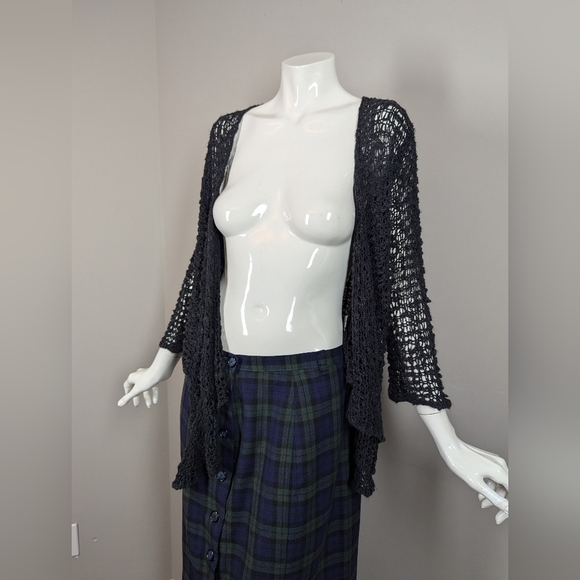 Lani Lau Hawaii Popcorn Knit Tie Front Cardigan One Size Boho Beach Sweater - Picture 6 of 10